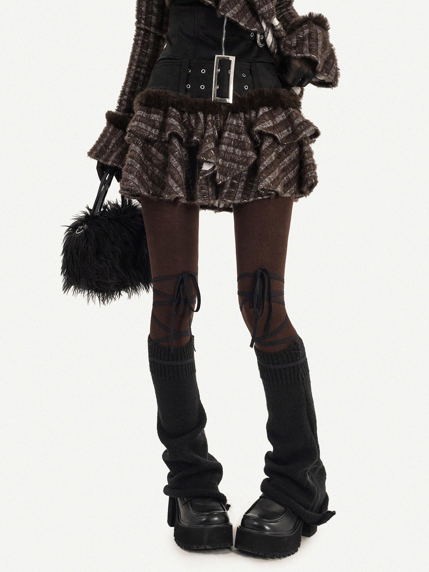 Nico Molly Vintage Tiered Patchwork Mid Waist Front Zipper Casual School Daily Mini Skirts