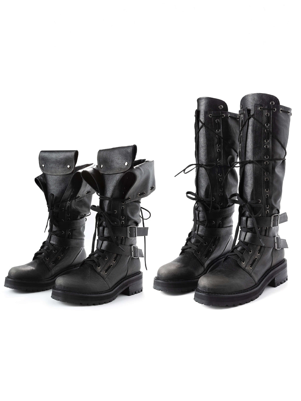 Cest_Nous_Low_Heel_Mid_Calf_Belt_Buckle_Casual_Riding_Round_Toe_Leather_Lined_Black_Boots_MISSTT