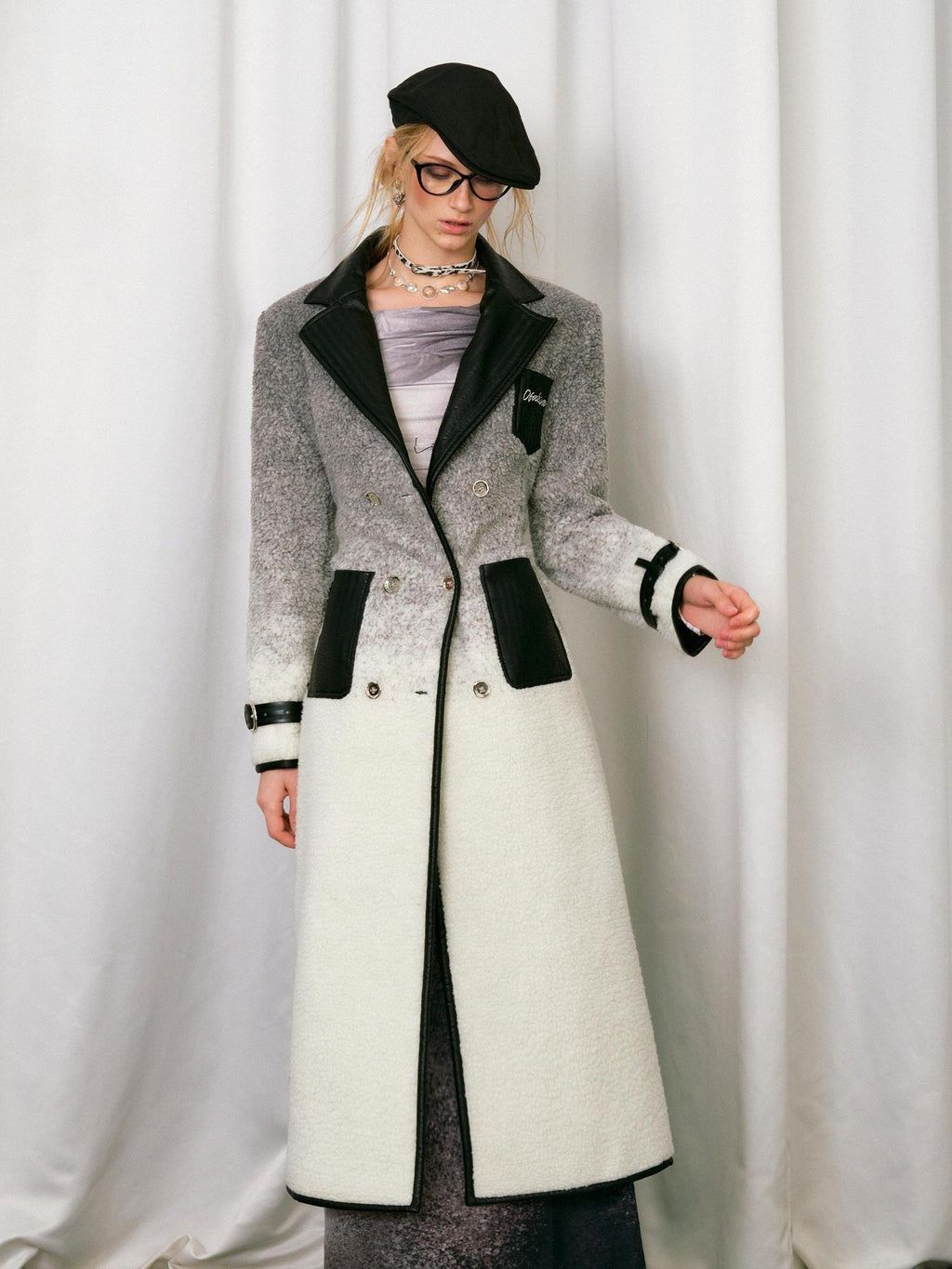 OfAkiva Gradient Belted Commuter Mid Length Single Breasted Women Polyester Long Coats