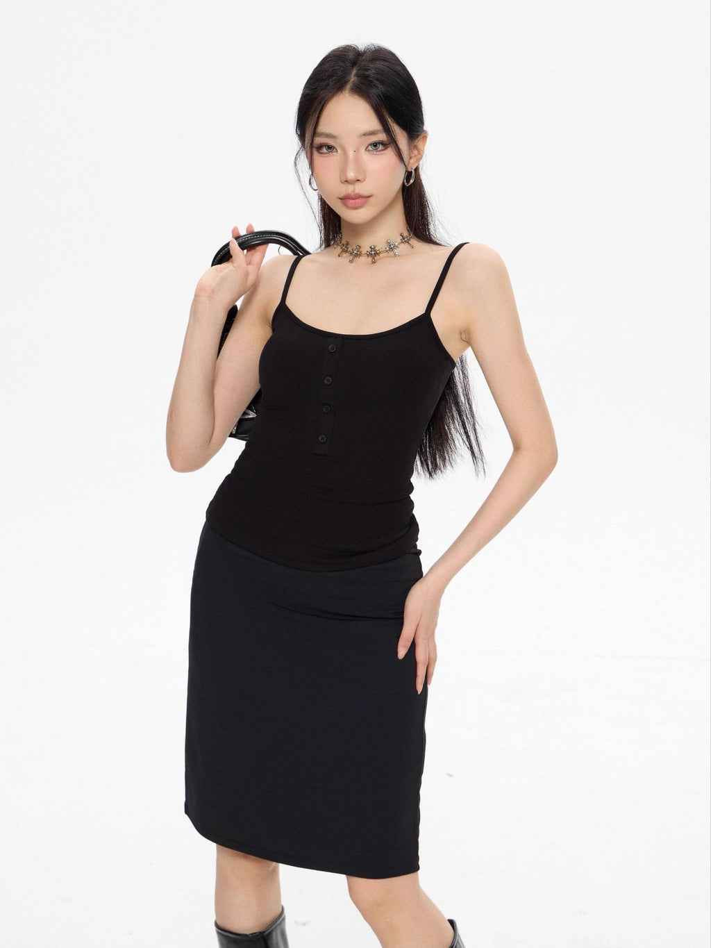 ZERO Silky Mercerized Lined Retro A Line Low Waist Slim Casual Polyester Midi Skirts
