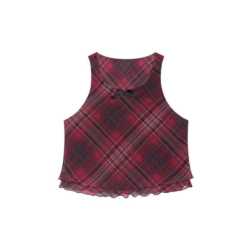 ZERO_Safety_Shorts_Included_Green_Plaid_Round_Neck_Youth_Polyester_Top_&_Skirt_Sets_MISSTT