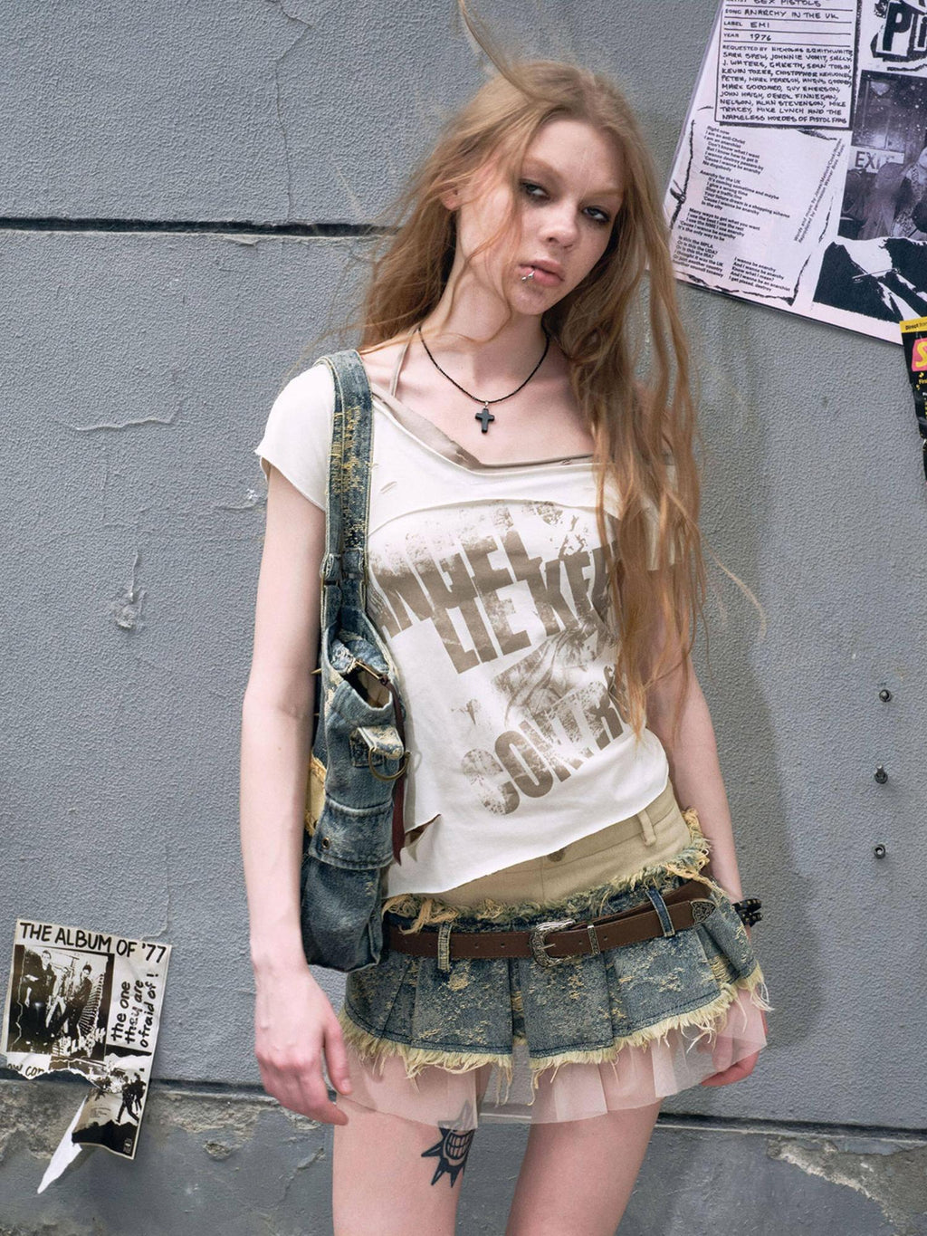 Cest Nous High Waist Ruched Pleated Spliced Cotton Blend Punk Womens Casual Miniskirts
