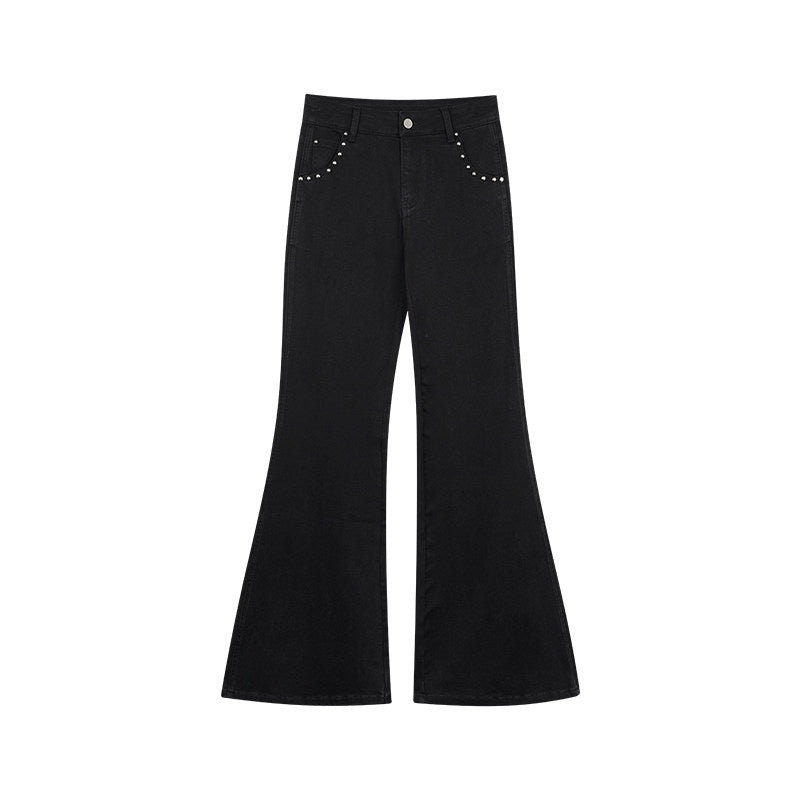 ZERO_Low_Waist_Studded_Slim_Casual_Denim_Mid_Stretch_Black_Women_Flared_Jeans_MISSTT