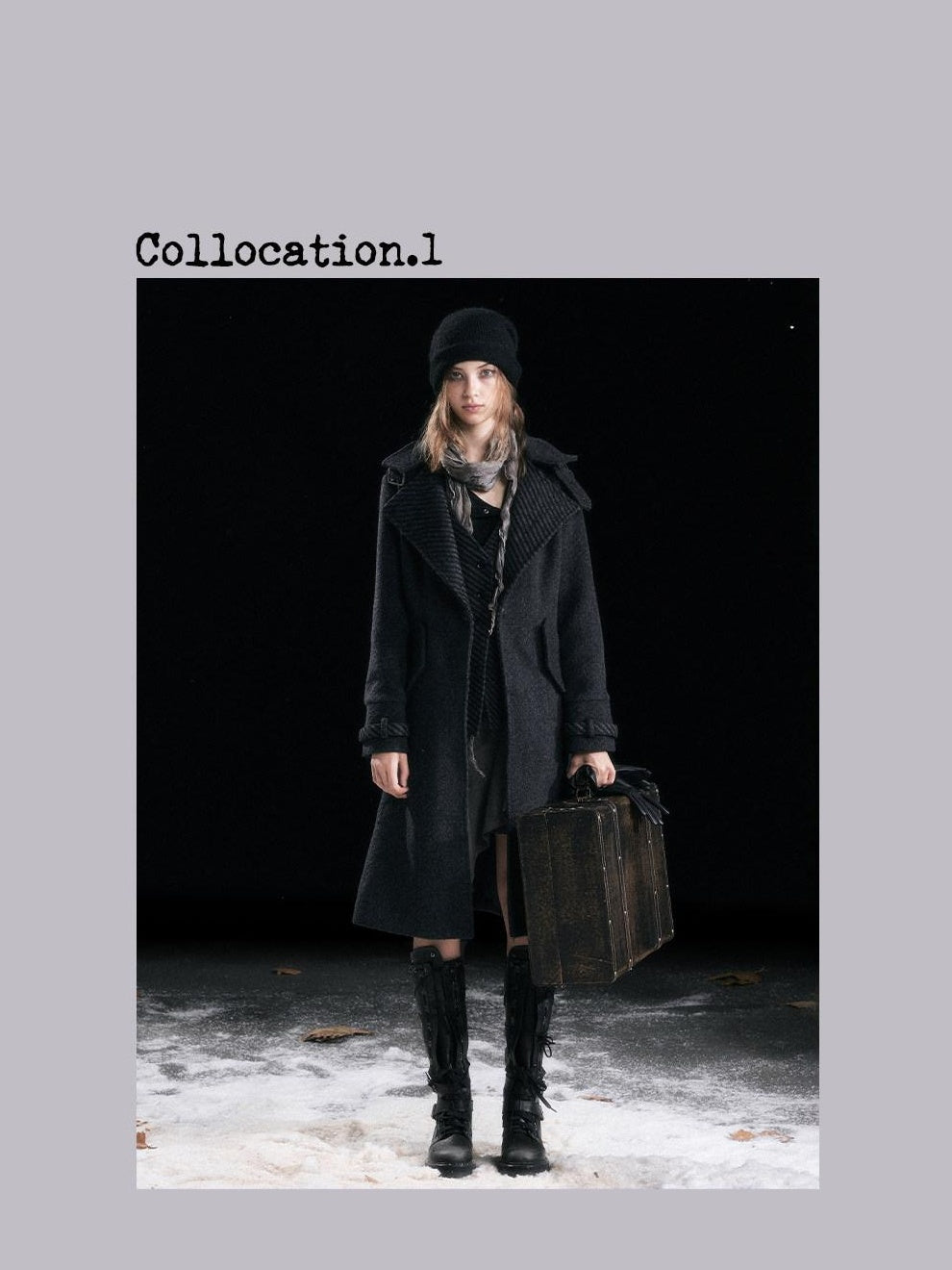 Cest Nous Warm Thick Midlength Lapel Loose Fit Commuter Women Black Gray Longcoats