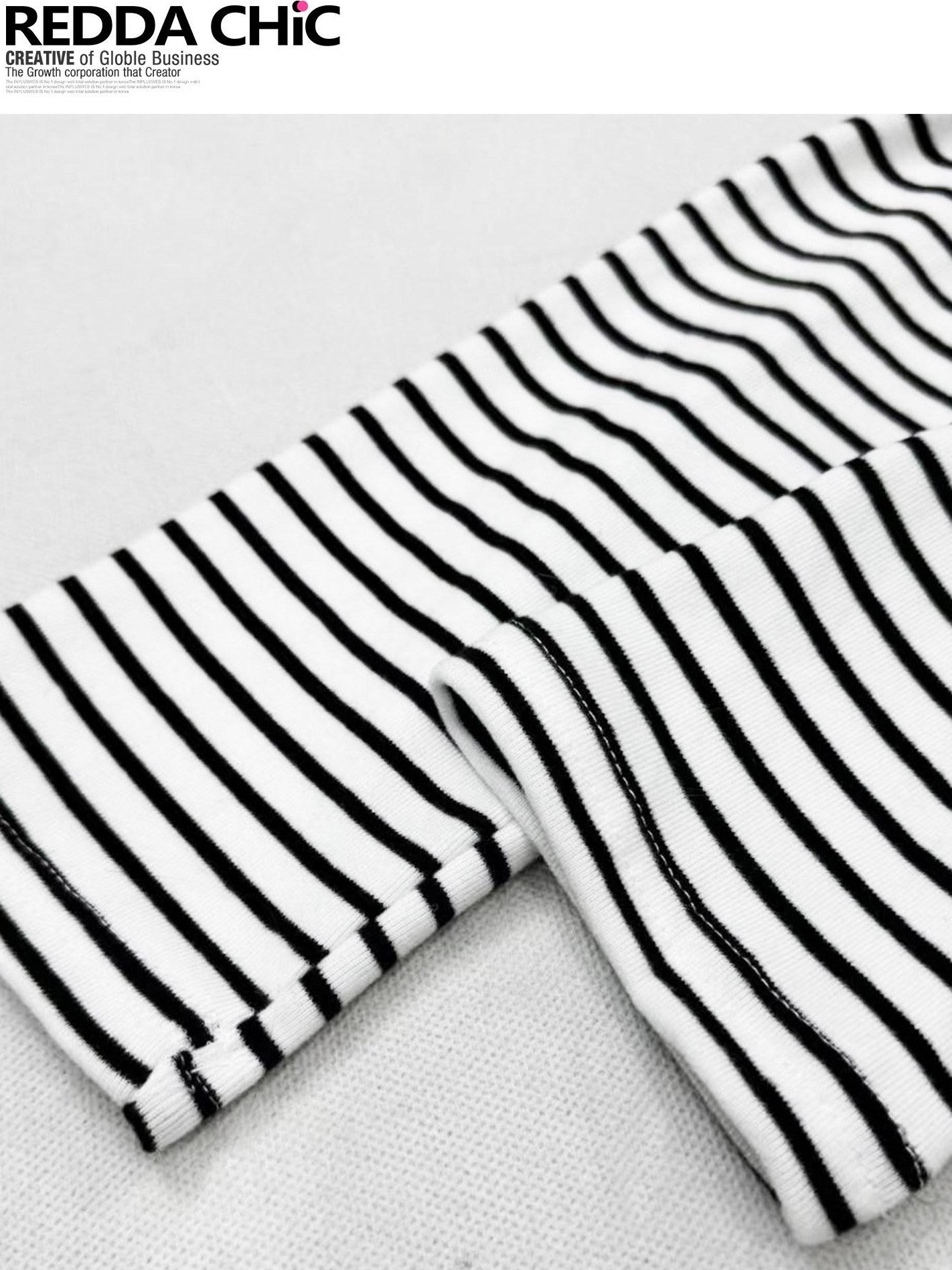 REDDACHIC Black White Stripe Gothic Half Collar Women'S Fleece Long Sleeve T-Shirts