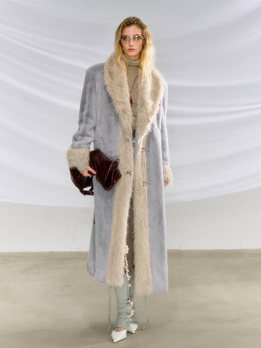 OfAkiva Warm Thick Wool Oversized Commuter Blazer Pocket Women Long Coats
