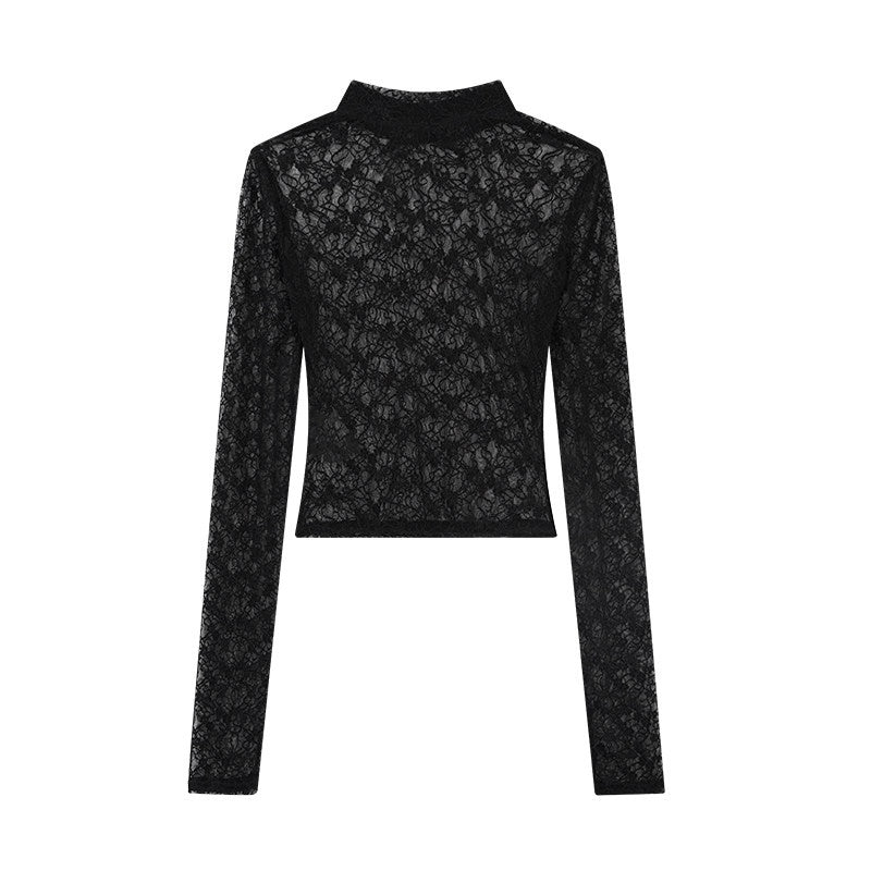 ZERO_Lace_Trim_High_Neck_Casual_Slim_Fit_Women_Daily_Black_Knit_Long_Sleeve_Crop_Tops_MISSTT