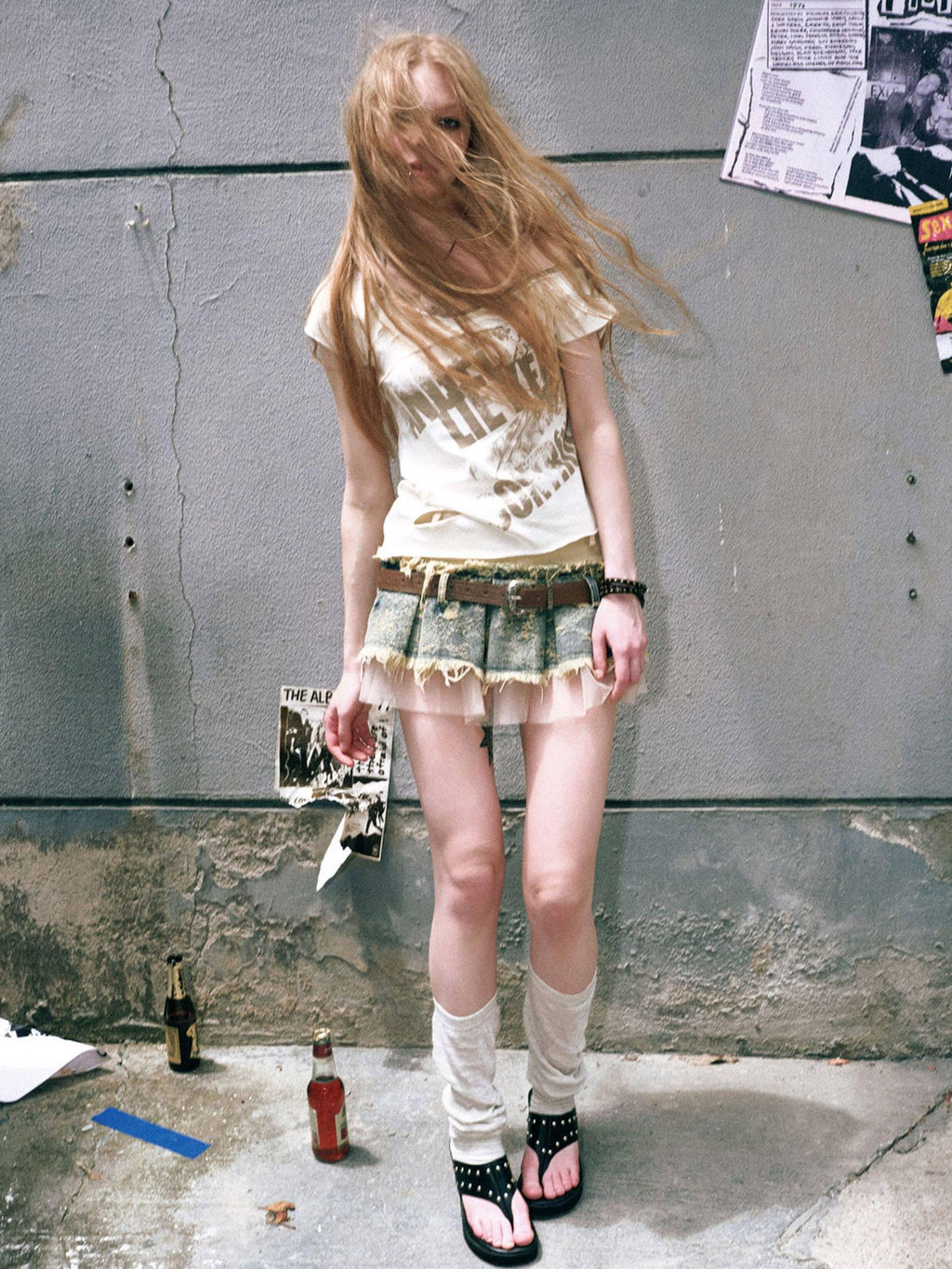 Cest Nous Soft Cotton Blend V-neck Punk Short Sleeve Women Beige Sage Offshouldercroptops