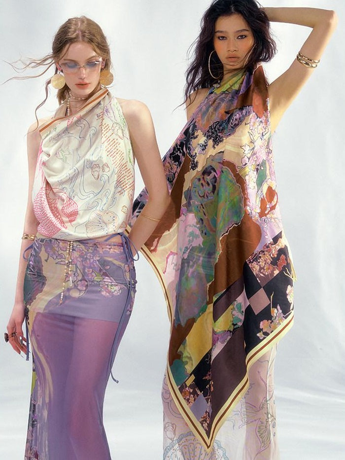 OfAkiva Lightweight Printed Slim Fit Short Small Square One Size Fashion Women Scarves