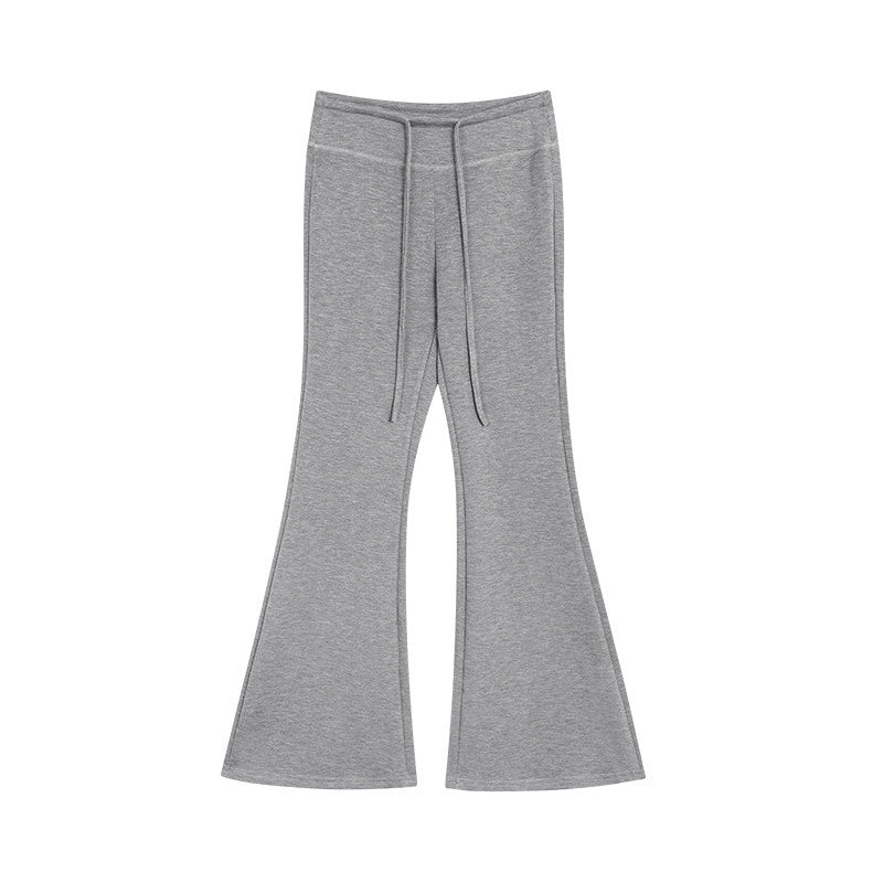 ZERO_Casual_Knit_Drawstring_Mid_Rise_Micro_Flare_Wide_Leg_Women_Solid_Flared_Pants_MISSTT