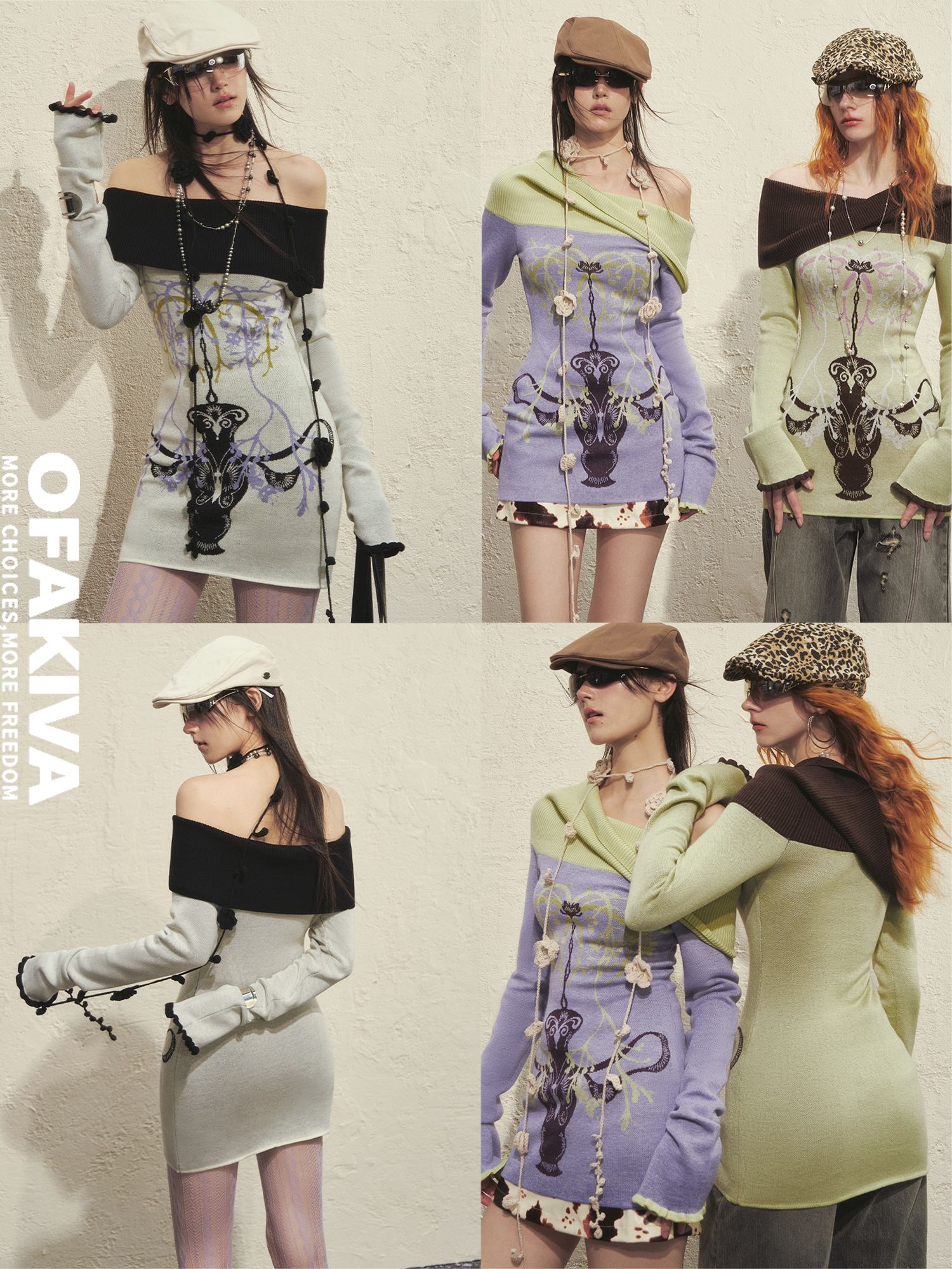 OfAkiva Soft Fitted One Shoulder Knit Office Long Sleeve Pullover Mini Dresses