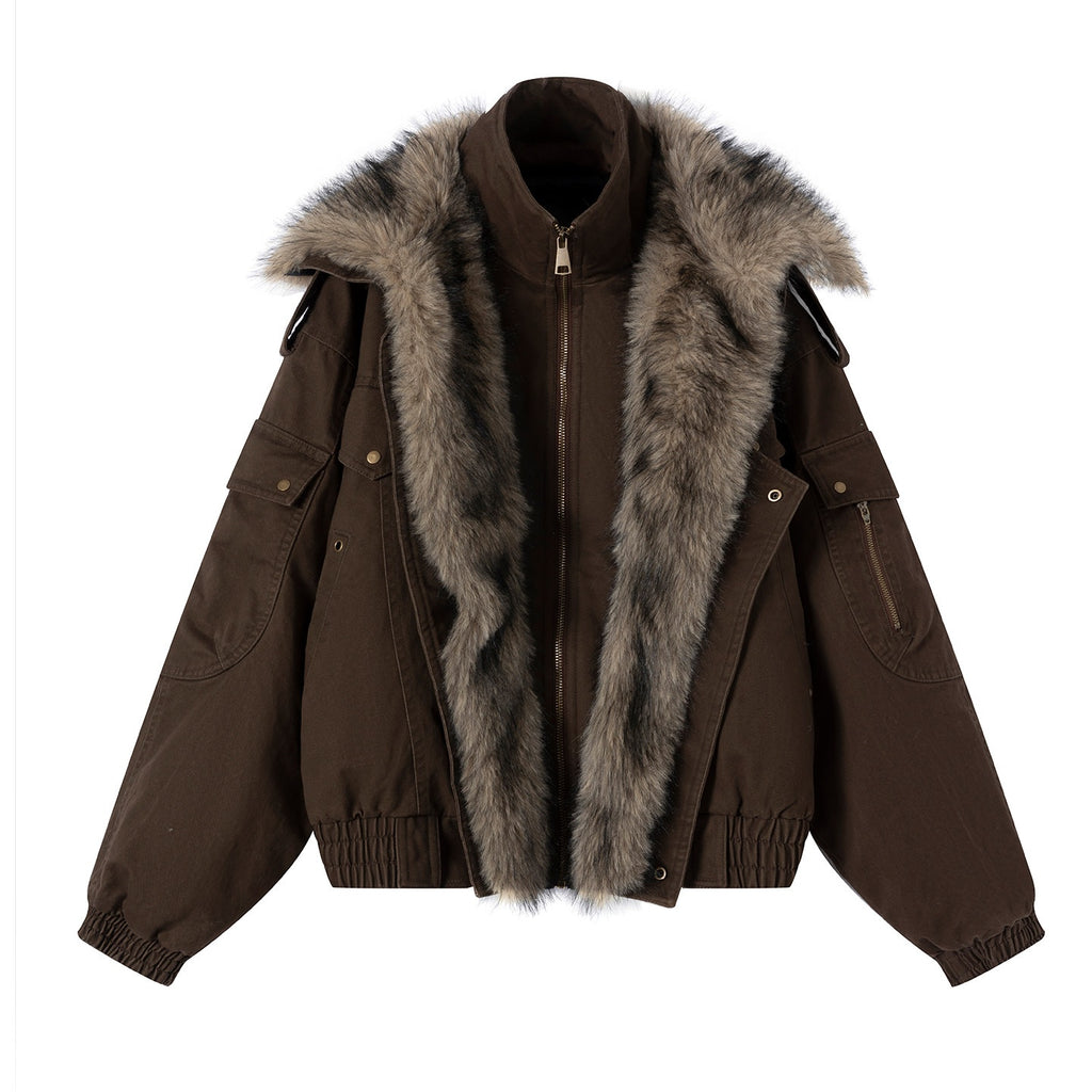 Cest_Nous_Warm_Thick_Hooded_Zip_Commuter_Flight_Women_Brown_Croppedjackets_MISSTT