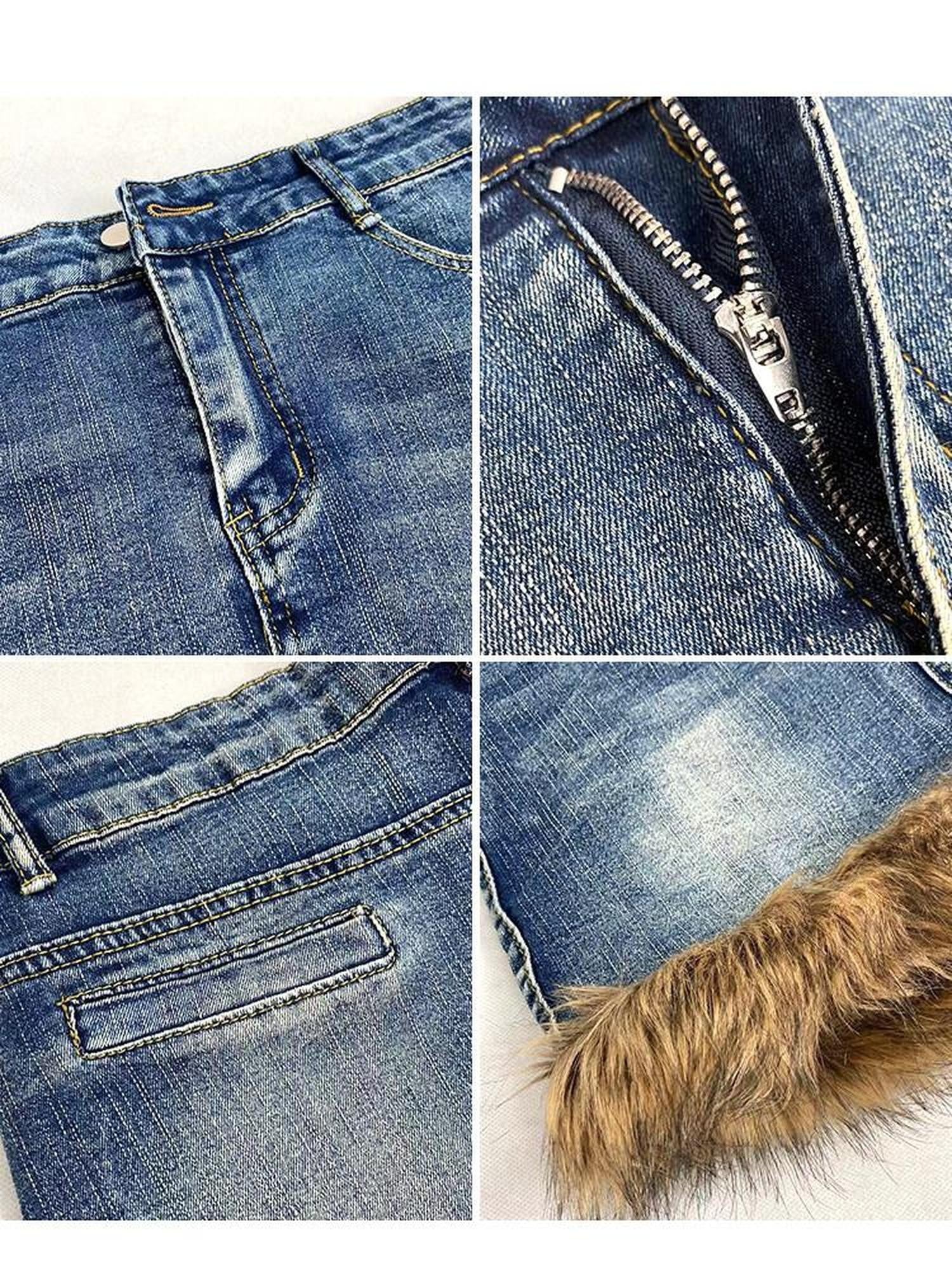 REDDACHIC American Vintage High Waist Bodycon Street Women'S Plush Denim Mini Skirts