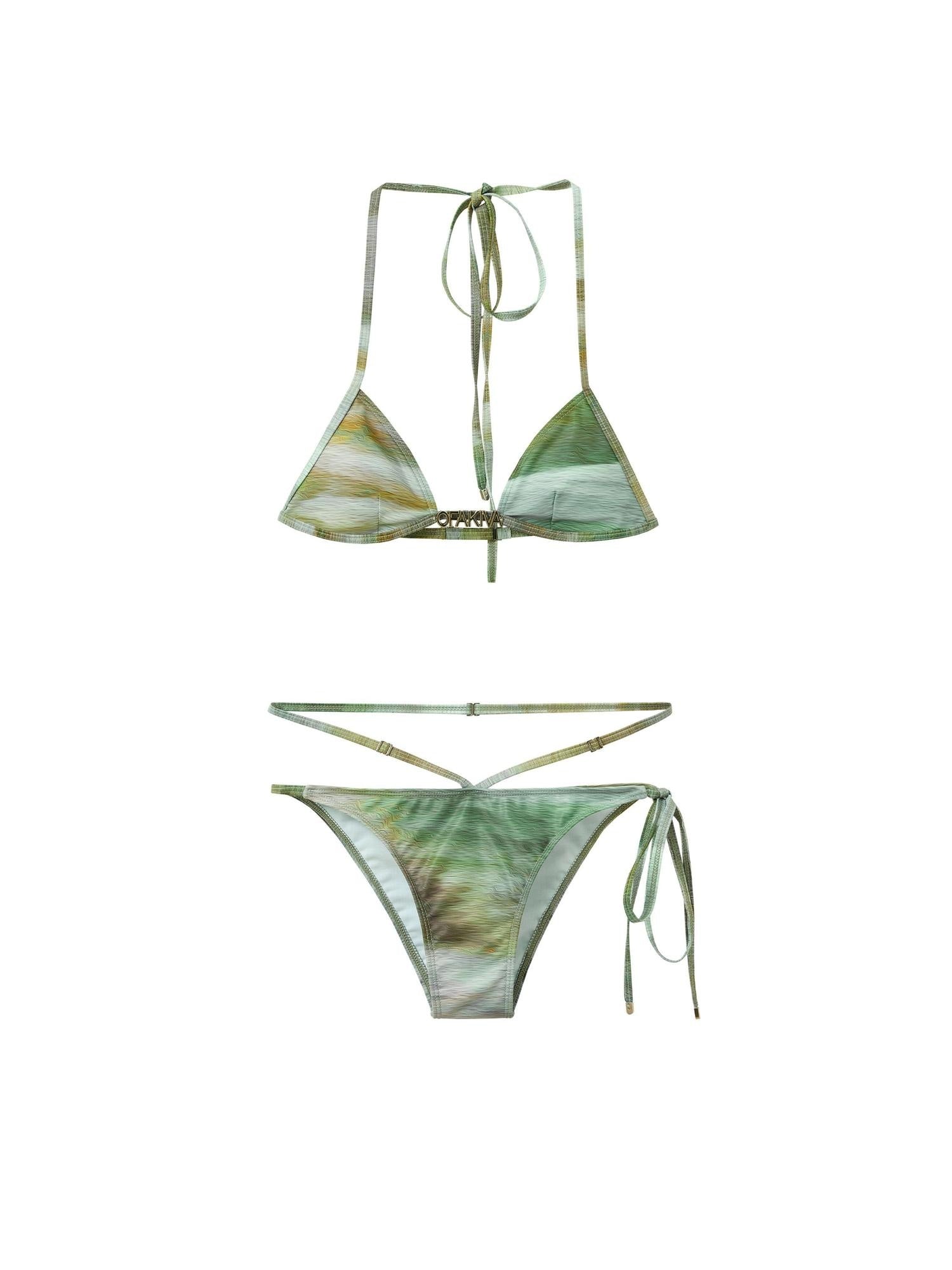 OfAkiva Sexy Triangle Bikini Polyester Wirefree No Padding Women Top & Skirt Sets