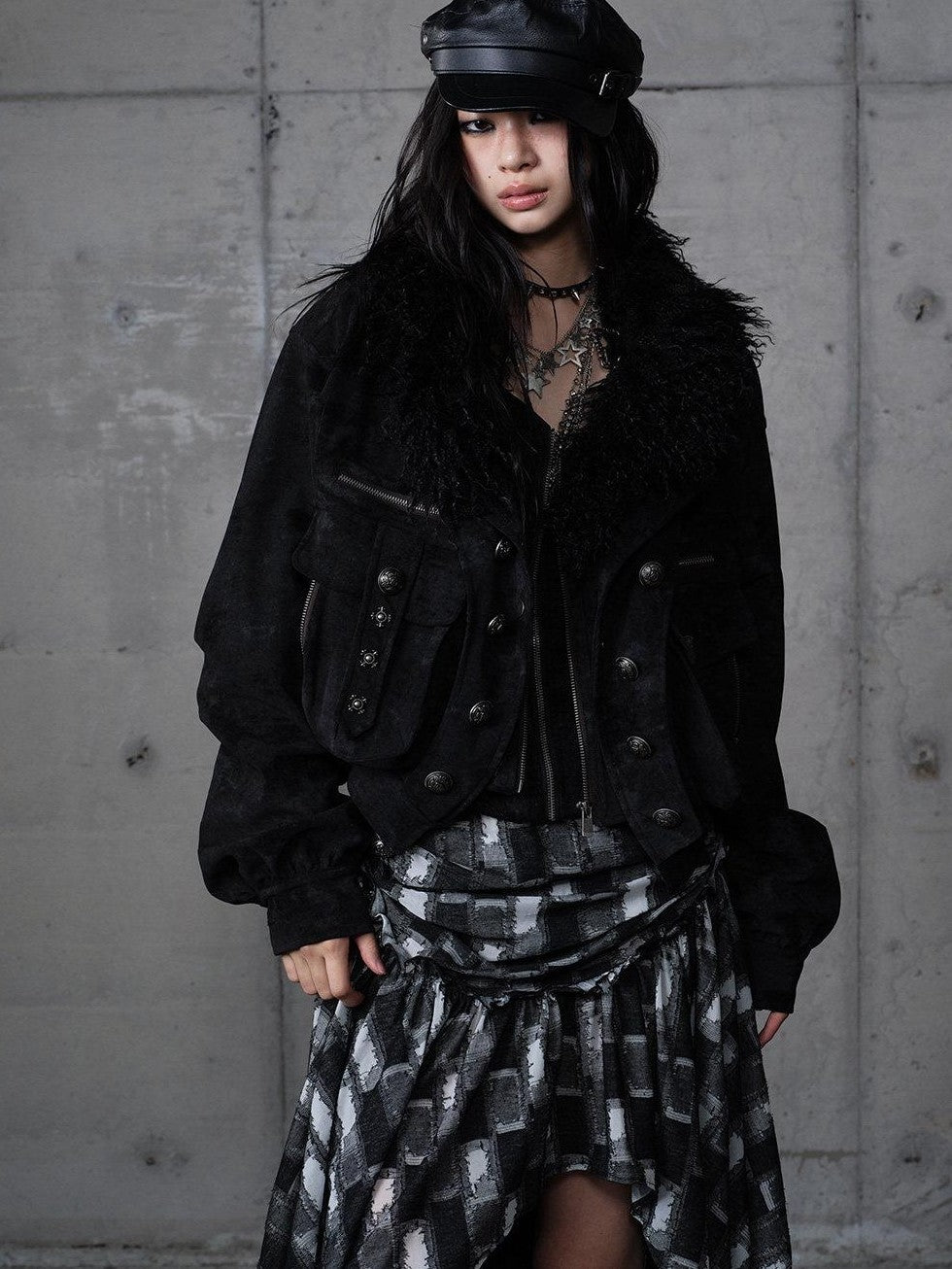 NO ROMANCE Dark Punk Court Knight Heavywork Functional Layered Women'S Suede Utility Jackets