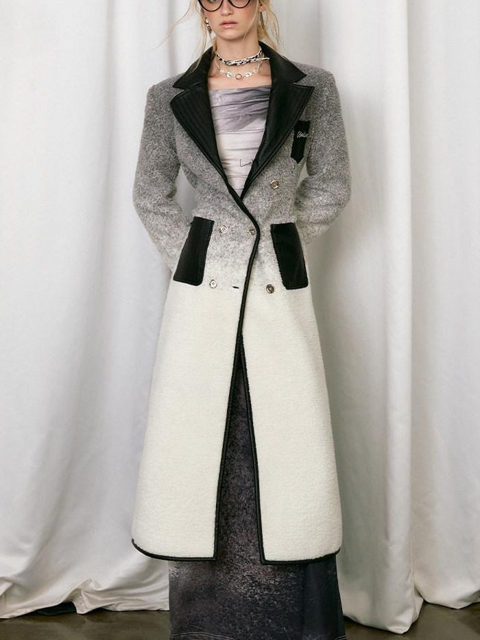 OfAkiva Gradient Belted Commuter Mid Length Single Breasted Women Polyester Long Coats