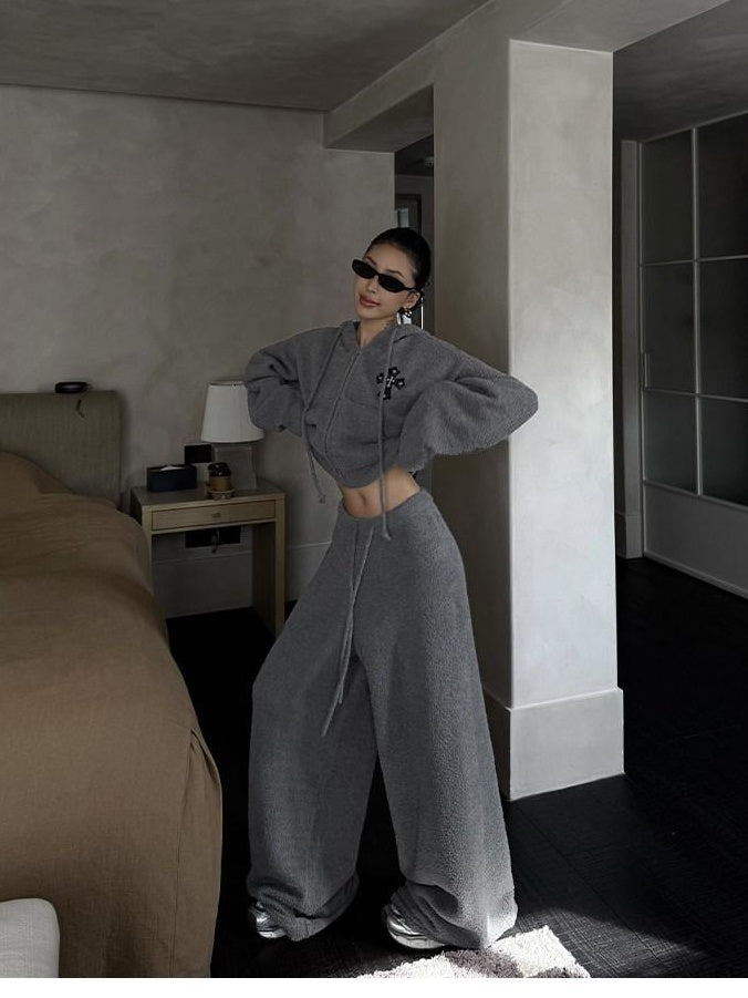 ZERO High Stretch Polyester Relaxed Long Sleeve Women Cozy Lounge Top & Pants Sets