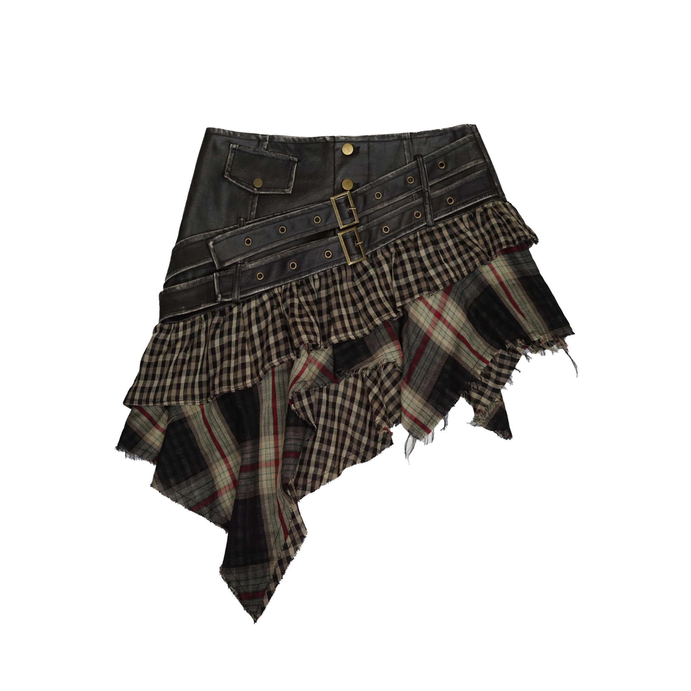 Cest_Nous_Pu_Asymmetric_Patchwork_A_Line_Low_Waist_Punk_Street_Casual_Black_Midiskirts_MISSTT
