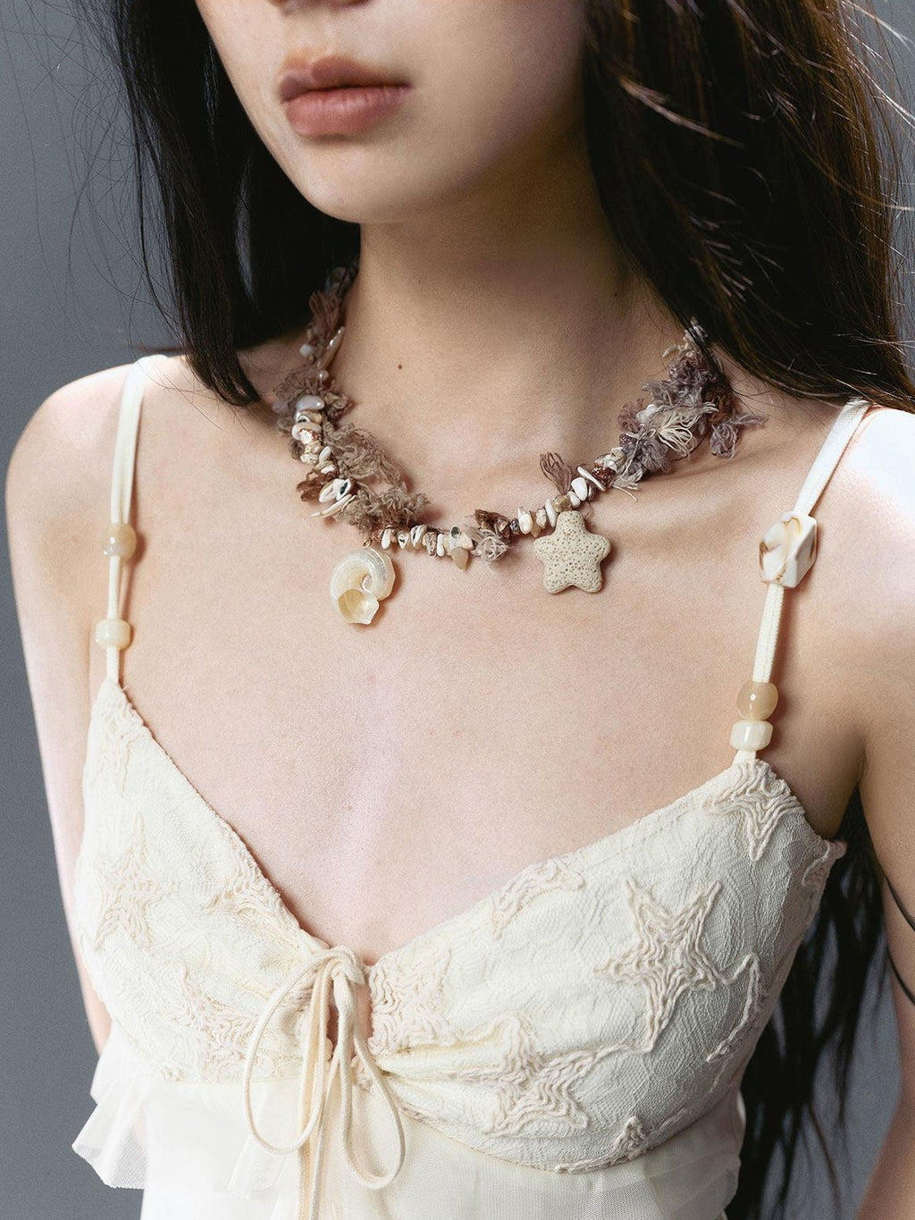 Cest Nous Mother Of Pearl Chain Original Design Light Coffee Multicolor Women Necklaces