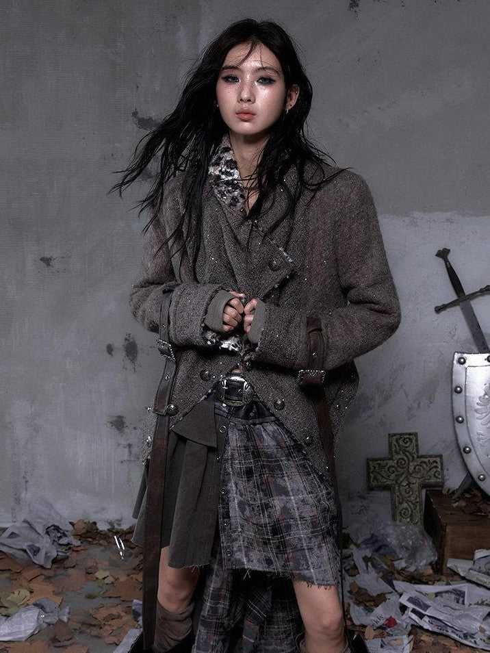 NO ROMANCE Leopard Print Patchwork Reversible Lapel Women'S Boucle Tweed Plush Short Coats