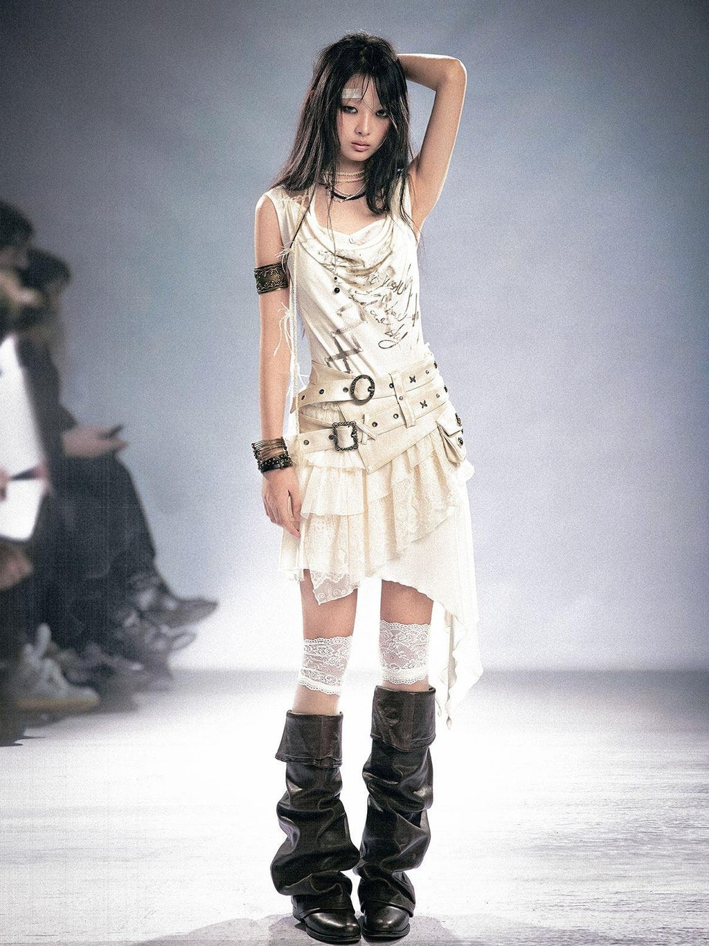 Cest Nous Double Strap High Waist Distressed Slim Fit Women Pu Leather Belts
