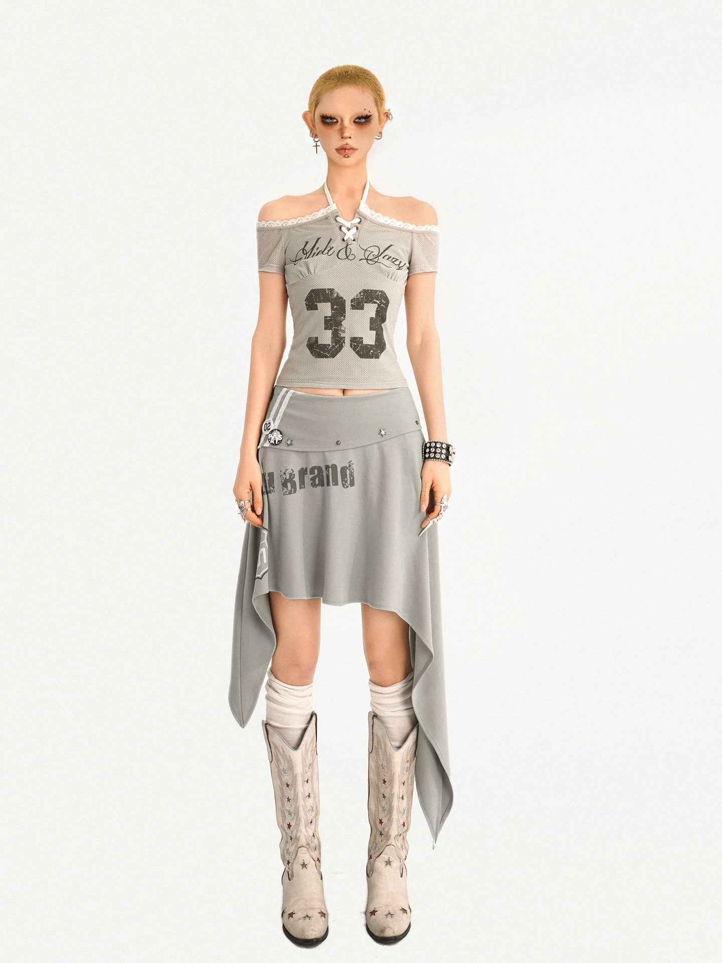 Nico_Molly_Sexy_Slim_Tie_Front_Women_Letter_Number_Print_Grey_Off_Shoulder_Crop_Tops_MISSTT