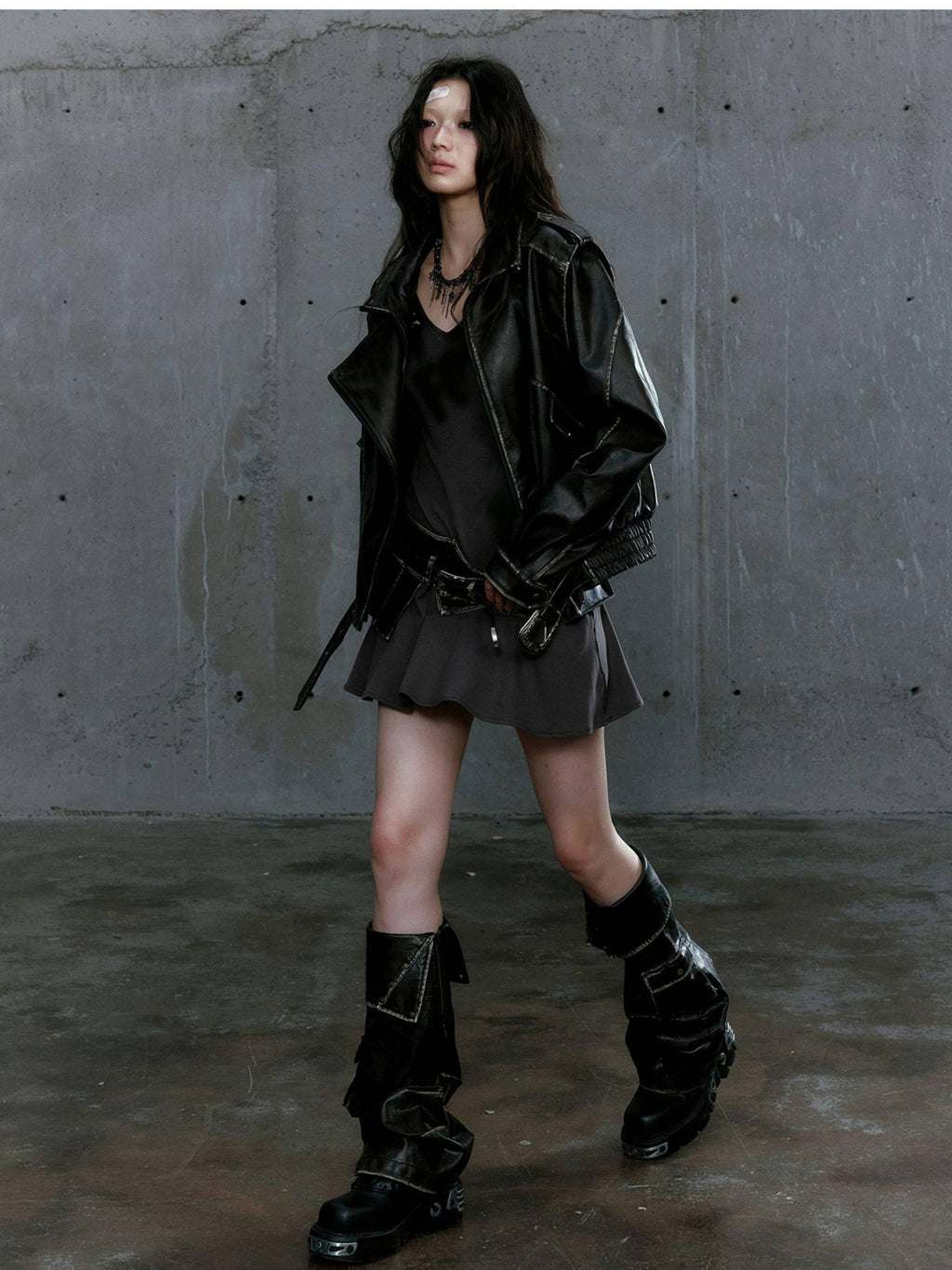 Cest Nous Washed Pu Leather Zipper Loose Fit Street Youth Black Brown Bomberjackets