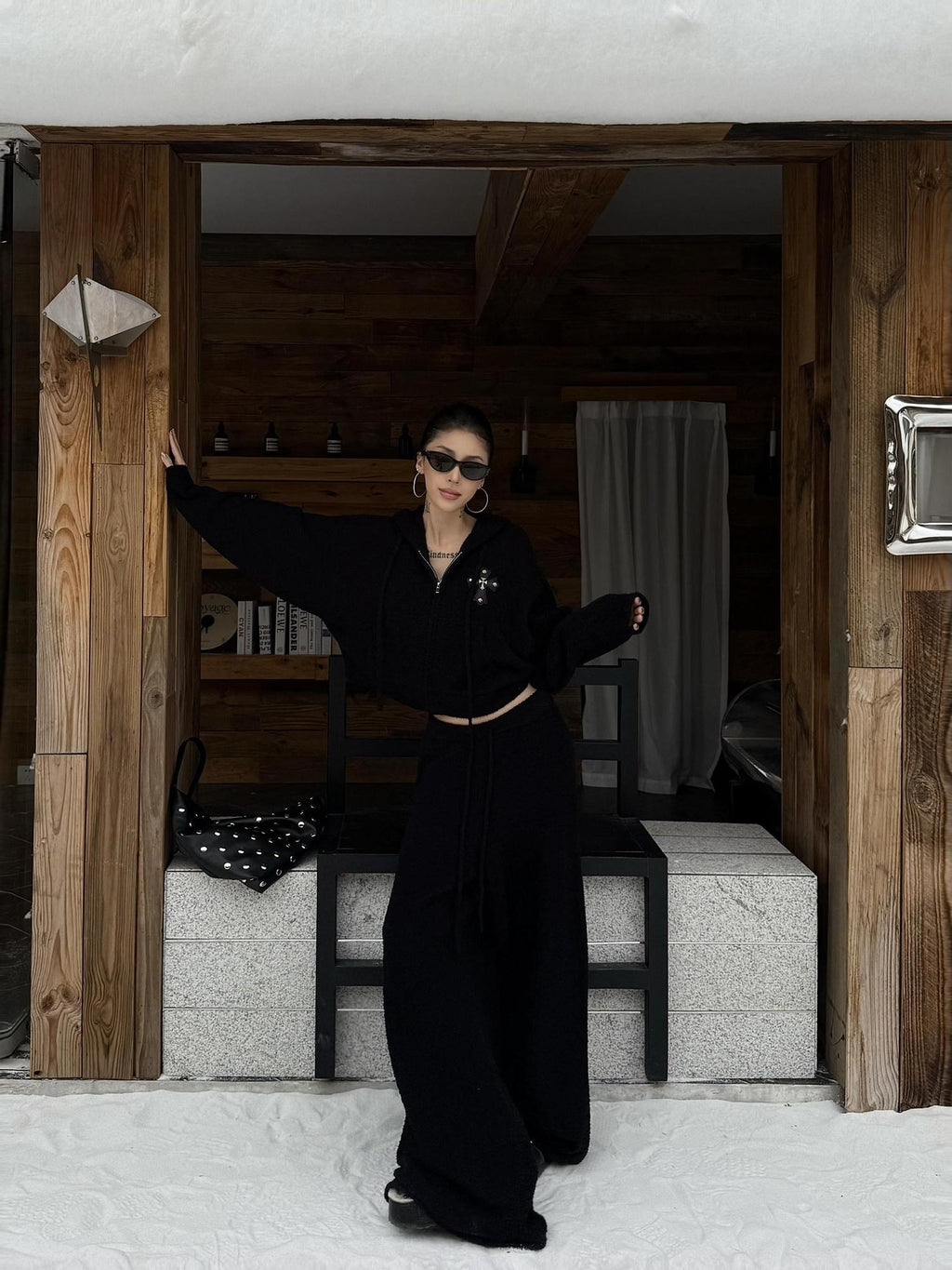 ZERO High Stretch Polyester Relaxed Long Sleeve Women Cozy Lounge Top & Pants Sets