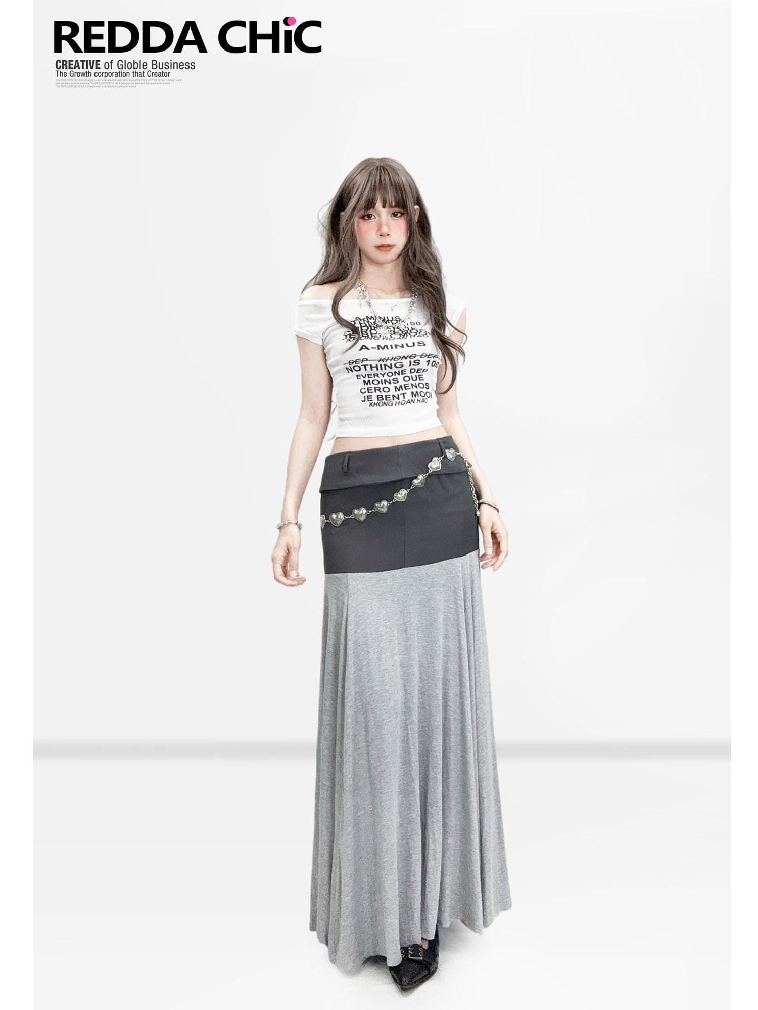 REDDACHIC Retro Letter Print One Shoulder Slim Women'S Mesh Cropped Short Sleeve T-Shirts