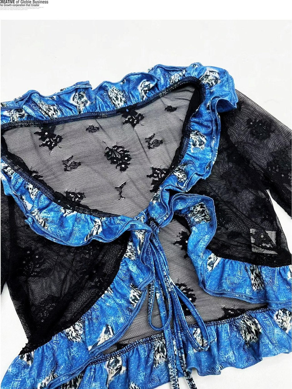 REDDACHIC Gothic Colorblock Lace Ruffle Tie Short Women'S Recycled Polyester Cardigans