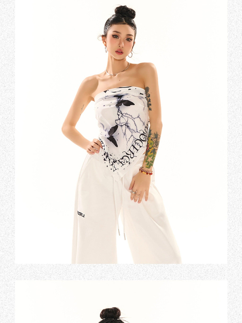ZERO Decorative Polyester Scarf Style Oversized Letter Print Unisex Tube Tops