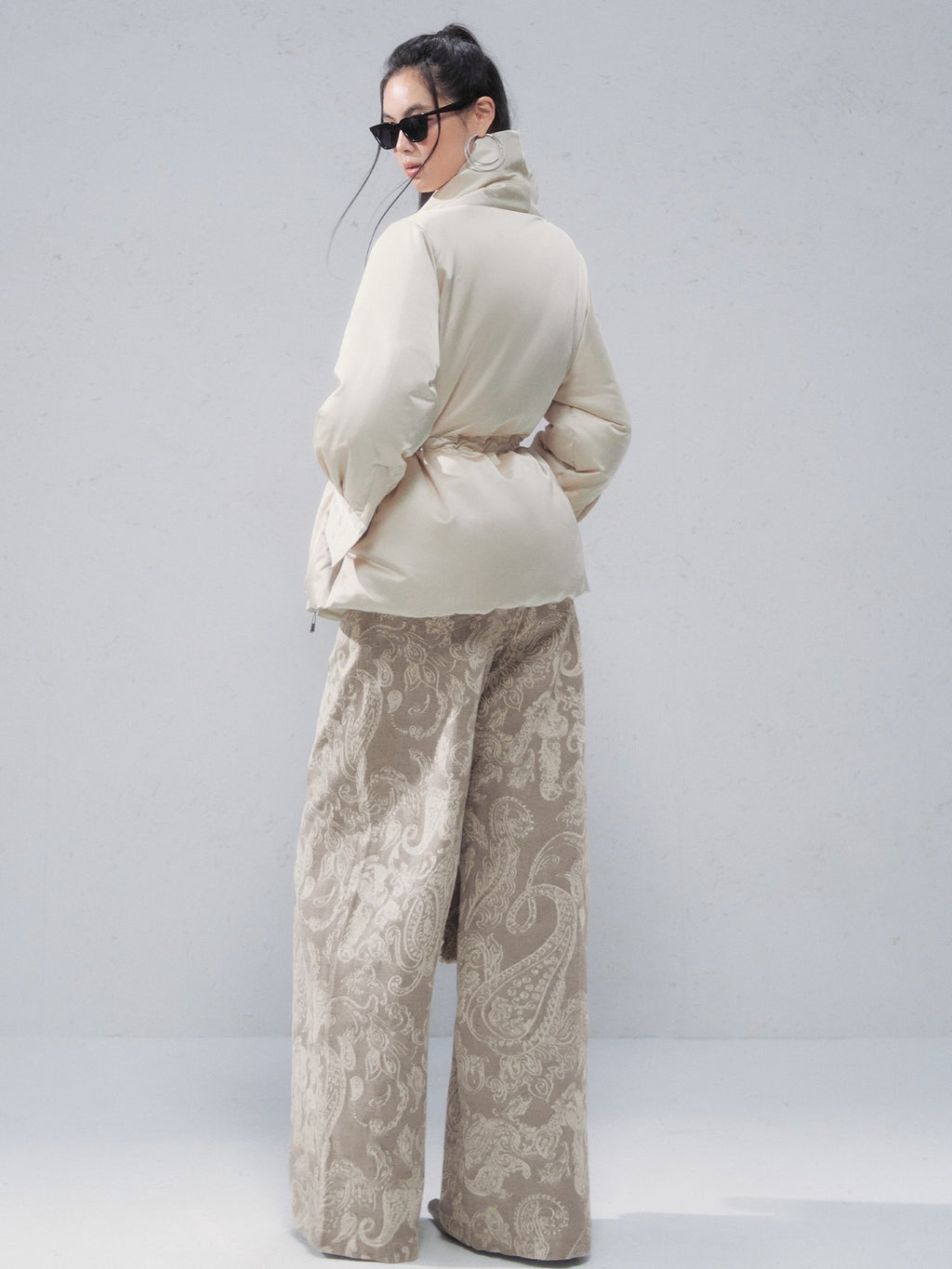 OfAkiva 90 Percent White Duck Down Slim High Waist Cropped Women Warm Down Jackets
