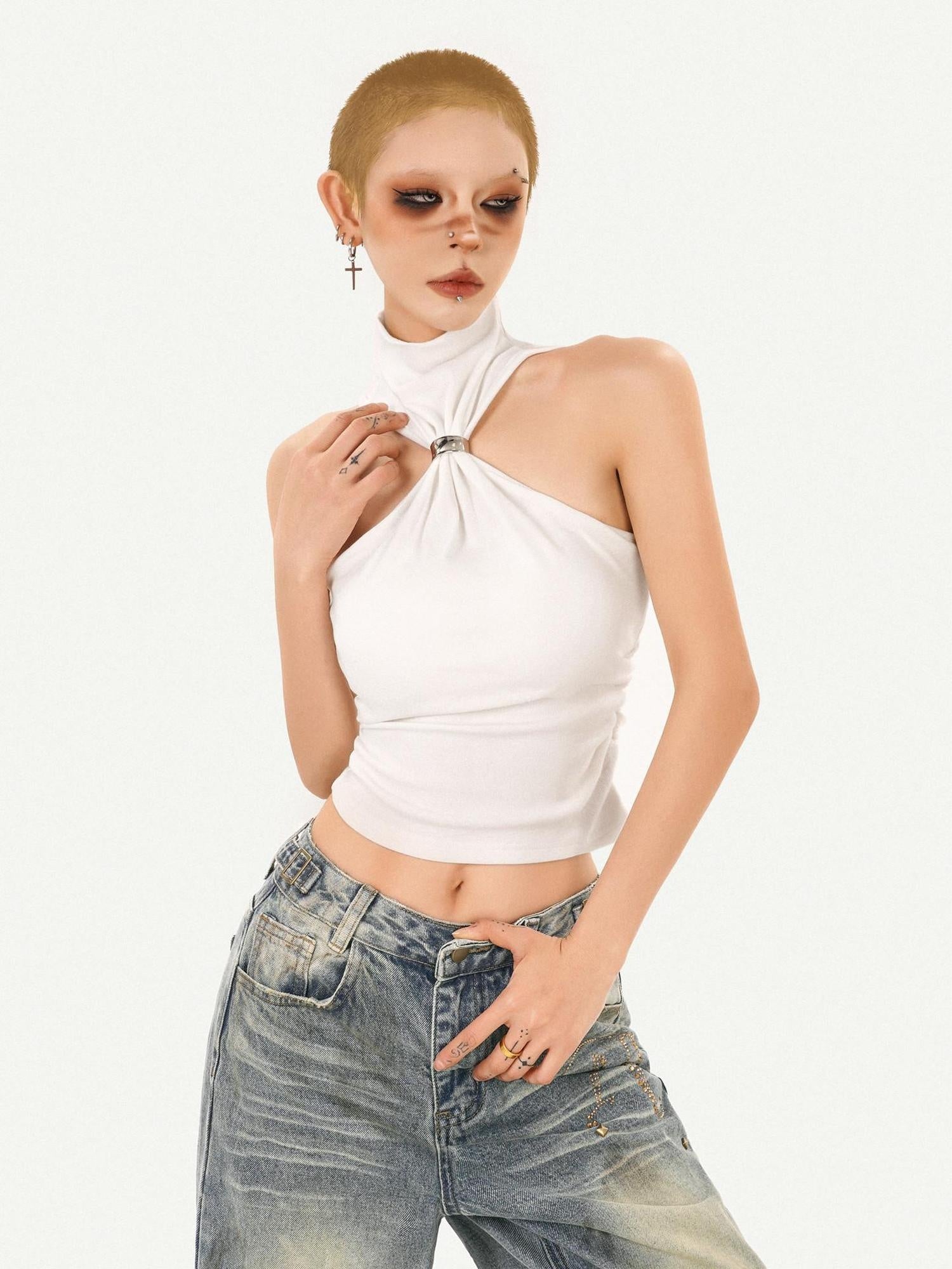 Nico Molly Padded Halter Slim Fit Street Style Casual Outerwear Women Solid Camisoles