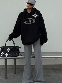 ZERO Casual Knit Drawstring Mid Rise Micro Flare Wide Leg Women Solid Flared Pants