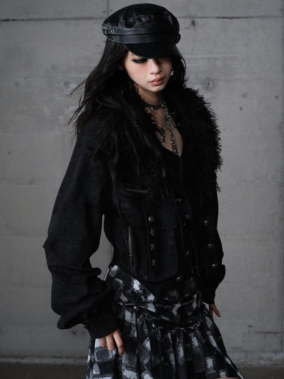 NO ROMANCE Dark Punk Court Knight Heavywork Functional Layered Women'S Suede Utility Jackets