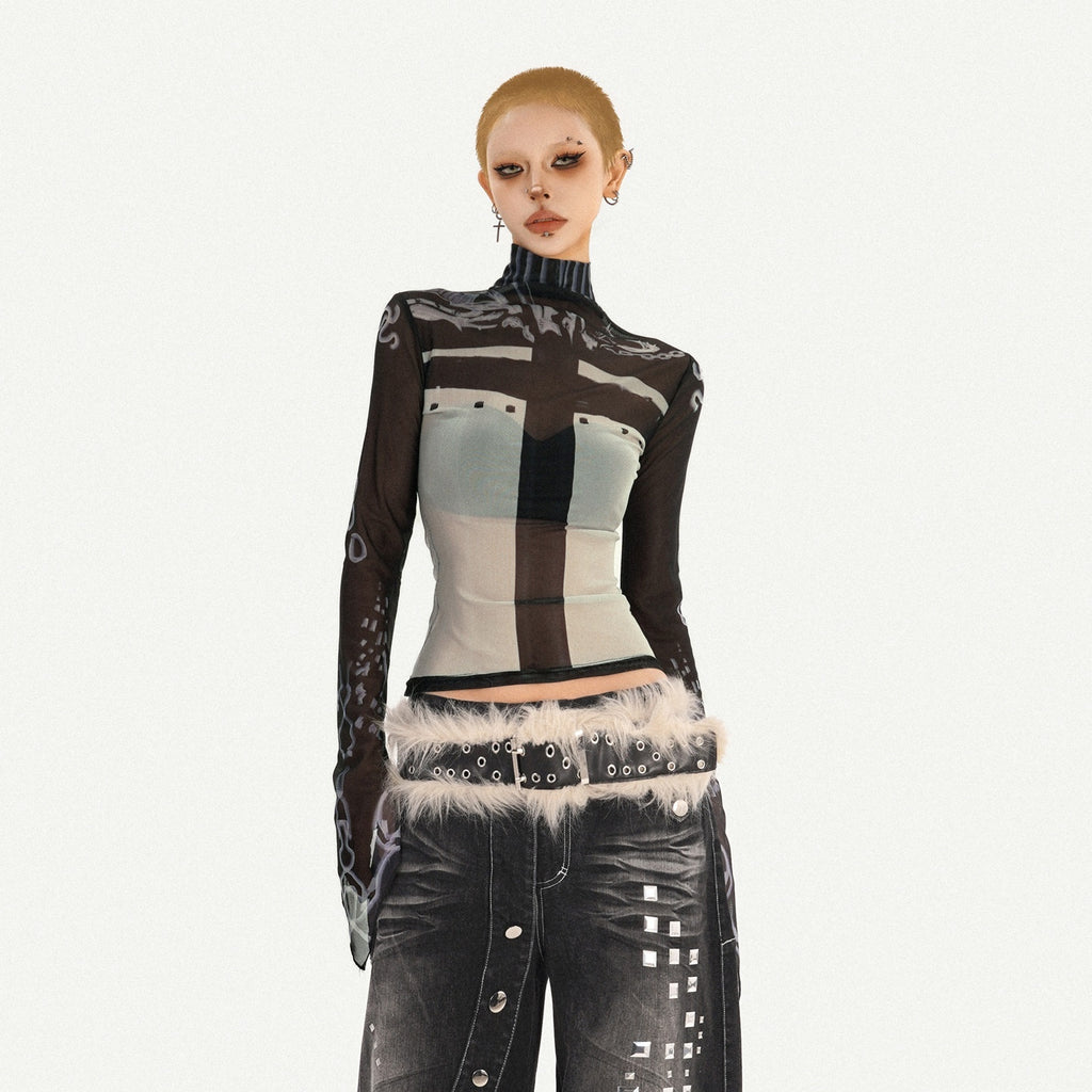Nico_Molly_Sexy_Slim_Fit_High_Neck_Printed_Black_Pullover_Long_Sleeve_T-Shirts_MISSTT