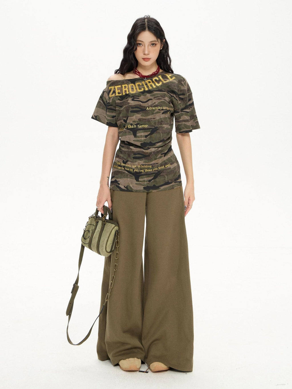 ZERO Viscose Printed Casual Loose Fit Asymmetric Neck Midlength Short Sleeve T-Shirts