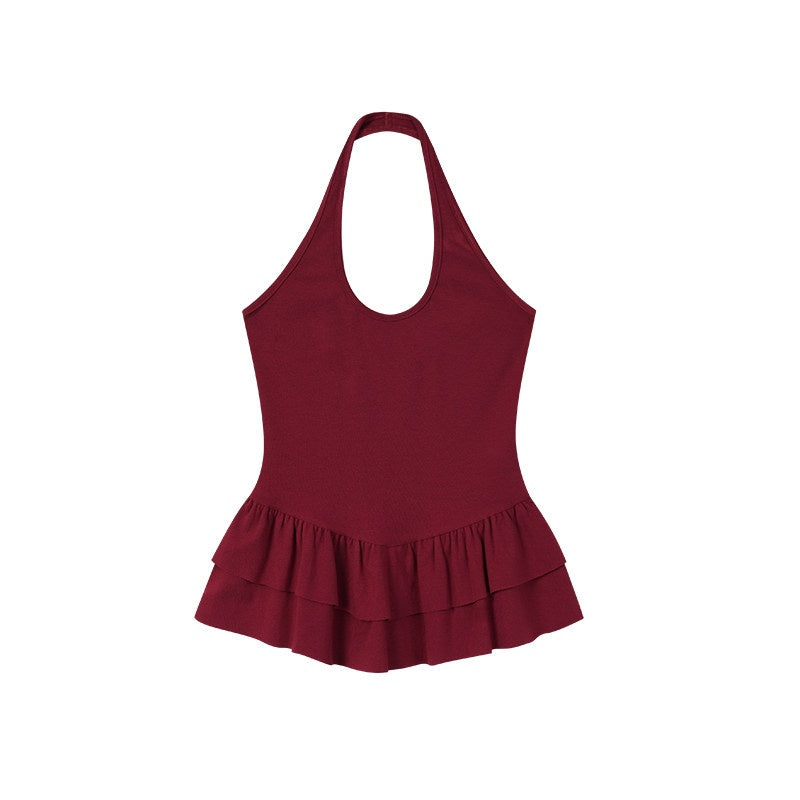 ZERO_Soft_Viscose_Ruffle_Trim_Slim_Fit_Halter_Neck_Women_Red_Black_Sky_Blue_Camisoles_MISSTT