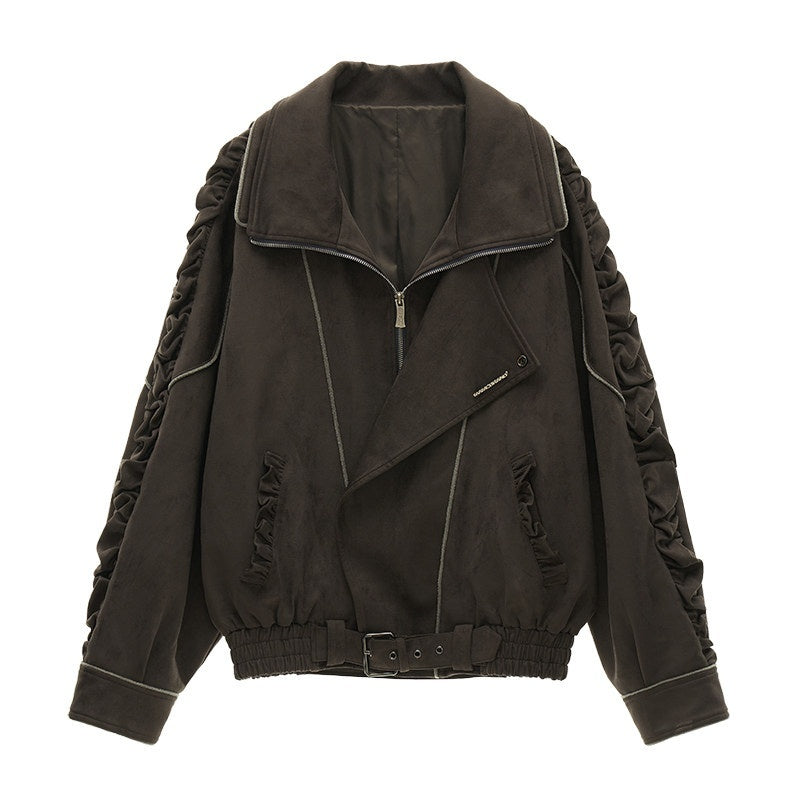 MAMC_Stretch_Polyester_Loose_Fit_Mechanical_Lapel_Zipper_Gray_Leather_Jackets_MISSTT