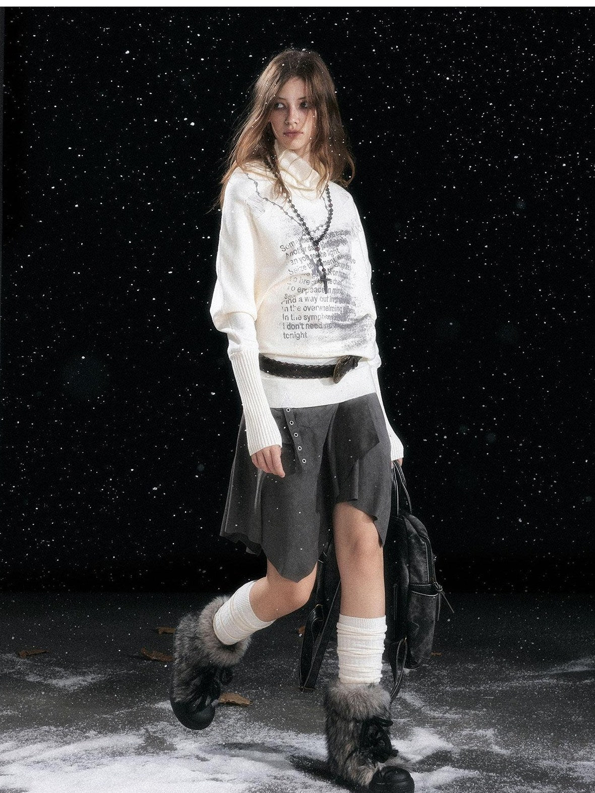 Cest Nous Cozy Thick Loose Fit Office Round Neck Pullover Women Knit Solid Sweaters