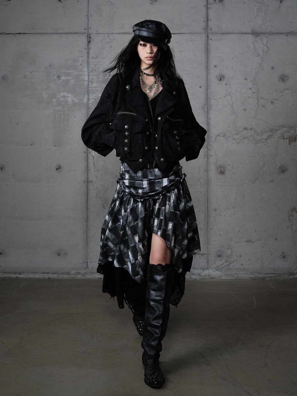 NO ROMANCE Dark Punk Court Knight Heavywork Functional Layered Women'S Suede Utility Jackets