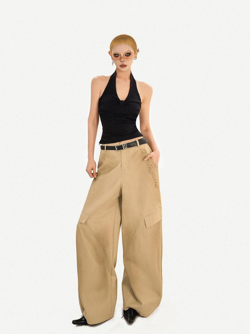 Nico Molly Sexy Slim Fit Halter V-neck Women Pullover Cropped Solid No Padding Camisoles