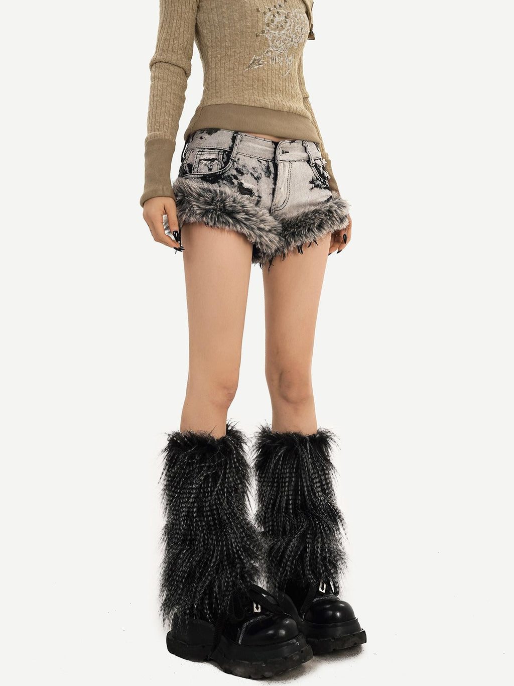 Nico Molly Distressed Low Rise Street Style Button Fly Gray Women Denim Shorts