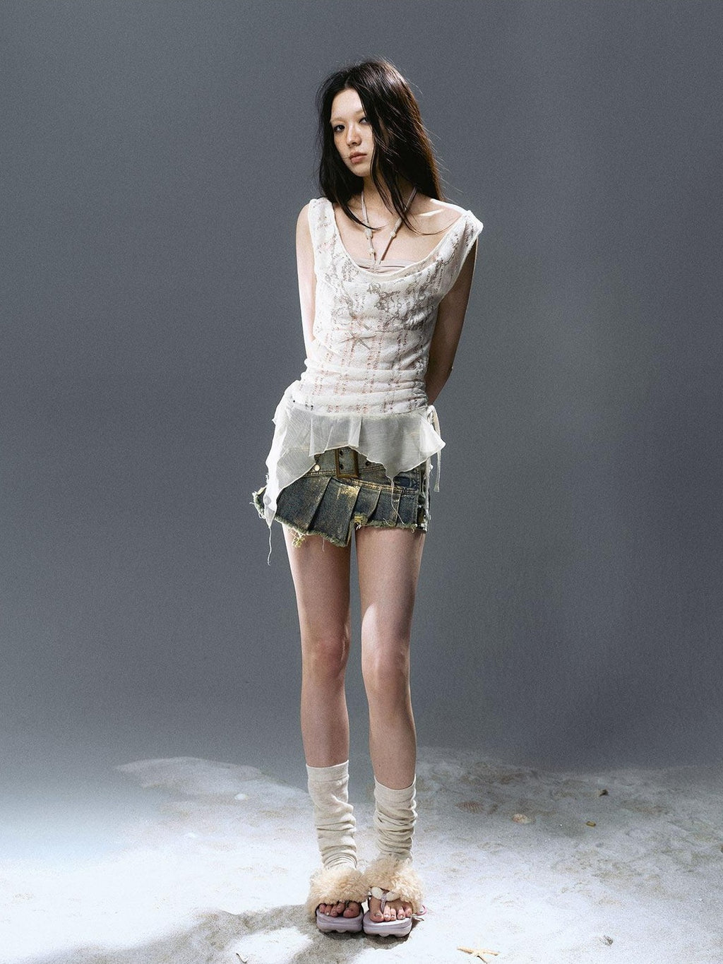 Cest Nous Asymmetrical Patchwork Chiffon Strappy Slim Fit Street Printed Minidresses