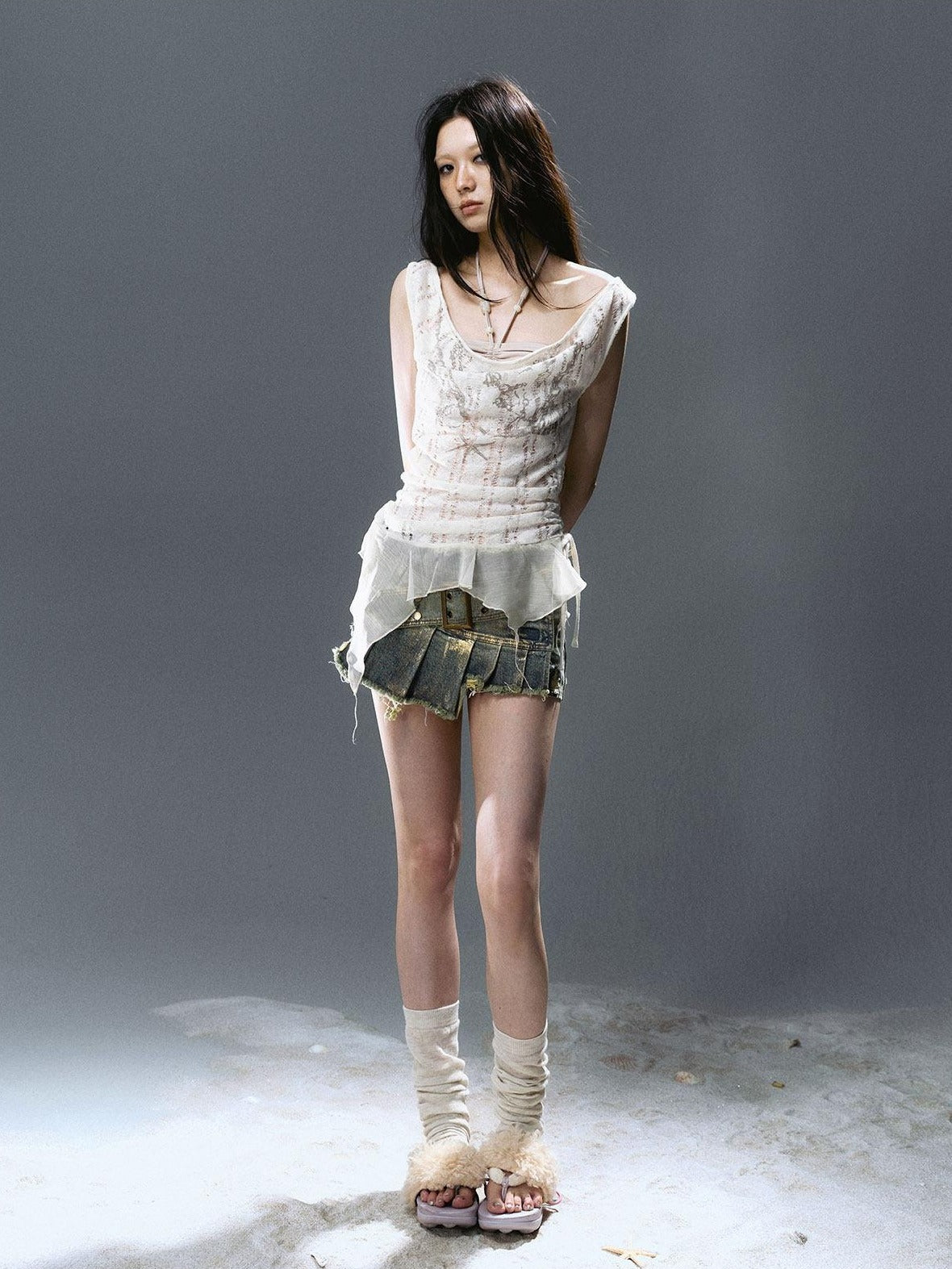 Cest Nous Asymmetrical Patchwork Chiffon Strappy Slim Fit Street Printed Minidresses