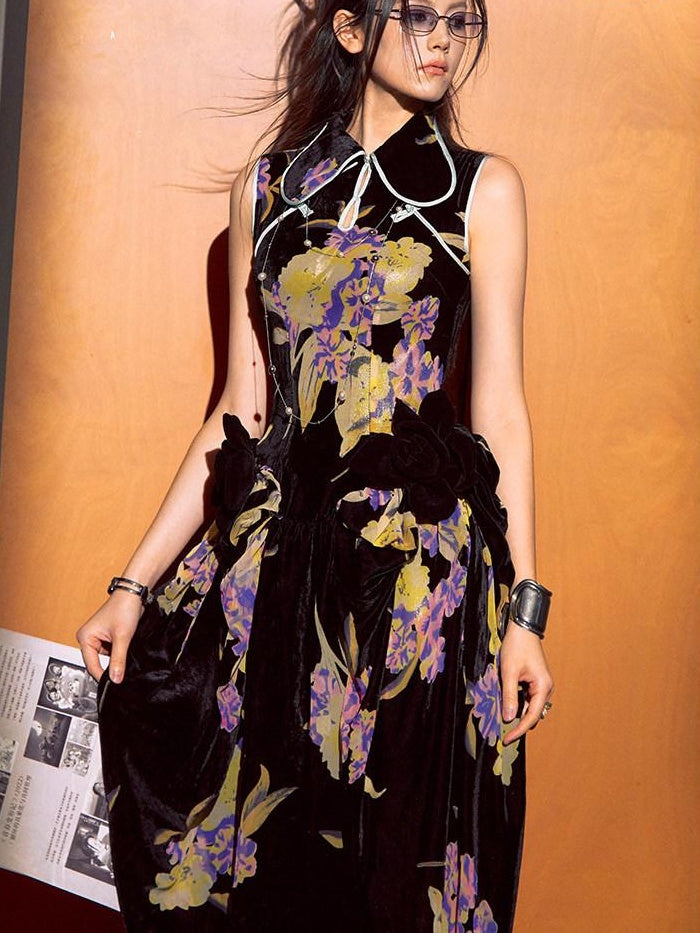 OfAkiva Elegant Chinese Style Jacquard High Waist A Line Two Piece Women Maxi Dresses