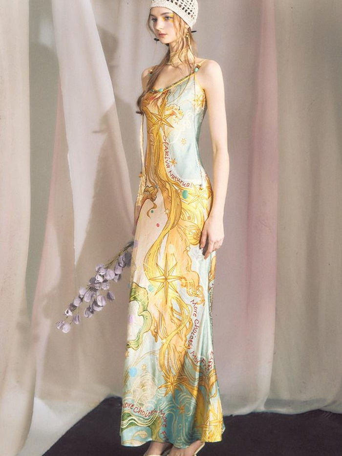 OfAkiva High Waist Floral V-neck Sleeveless A Line Casual Women Maxi Dresses