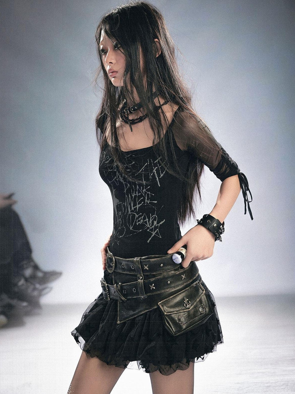 Cest Nous Double Strap High Waist Distressed Slim Fit Women Pu Leather Belts