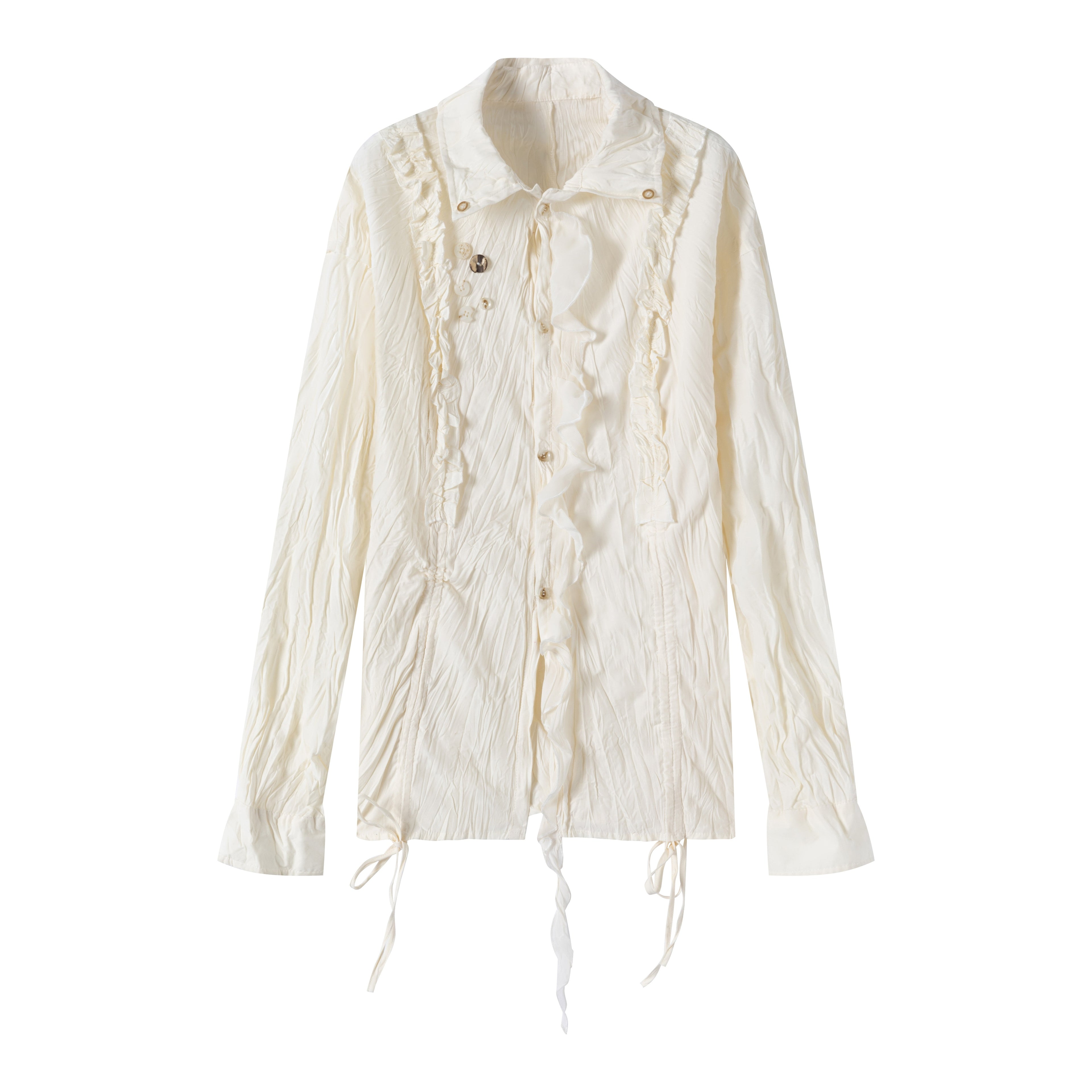 Cest_Nous_Punk_Ruffle_Check_Straight_Cardigan_Long_Sleeve_Womens_Casual_Polyester_Blouses_MISSTT