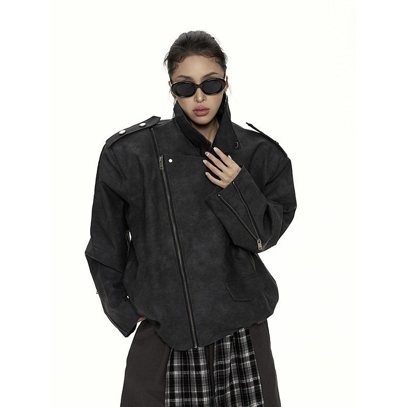 ZERO_Thick_Pu_Leather_Zipper_Lapel_Street_Loose_Fit_Youth_Dark_Gray_Leather_Jackets_MISSTT